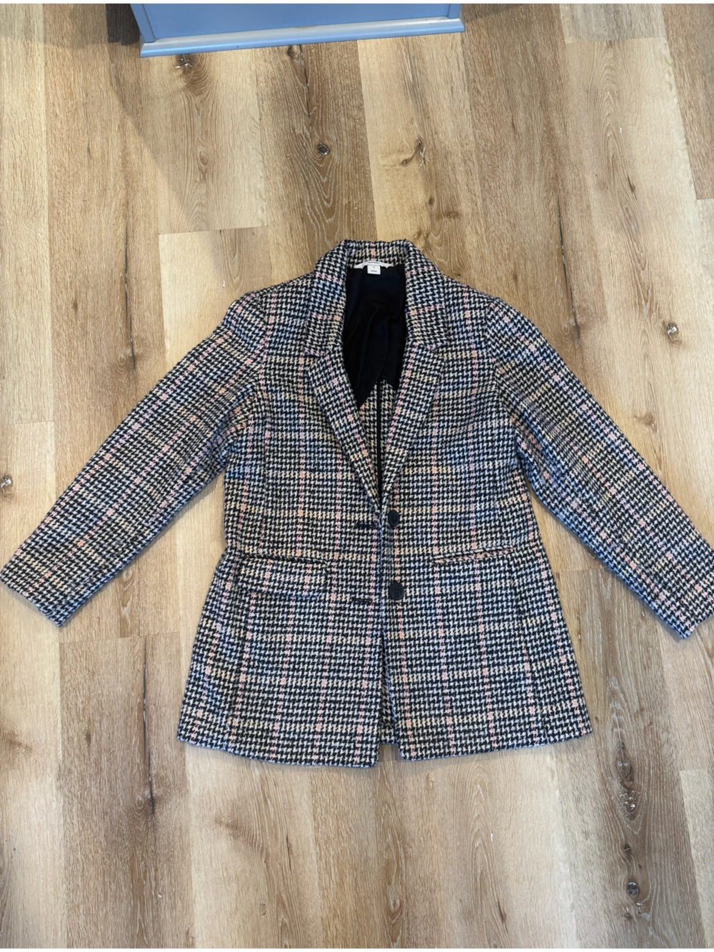 Old navy Plaid Houndstooth Blazer Jacket in Black, Cream & Pink